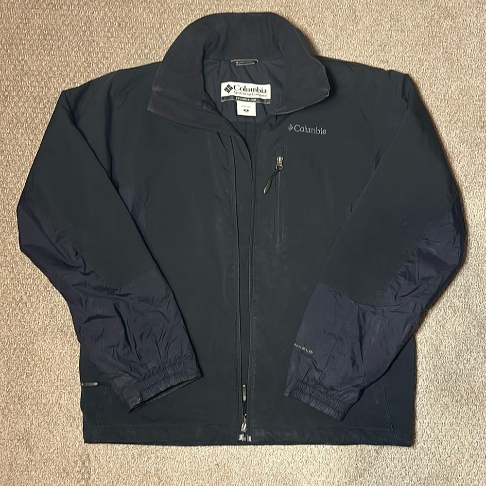 Columbia Mens Black Omni-Shield Soft Shell Full Zip Heavy Jacket Size Medium